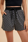 MQTIME  -  Annie Wear Checkered Round Neck Top and Drawstring Shorts Set