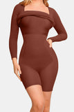 MQTIME  -  Basic Bae Full Size Built-In Shapewear Square Neck Long Sleeve Dress