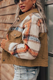 MQTIME  -  Plaid Corduroy Flap Pockets Button Up Jacket