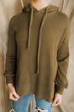 MQTIME  -  Drawstring Texture Long Sleeve Hoodie