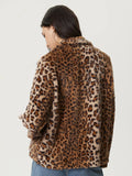 MQTIME  -  Fuzzy Leopard Collared Neck Jacket