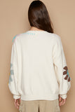 MQTIME  -   POL V-Neck Long Sleeve Flower Fringe Sweater