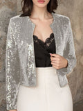 MQTIME  -  Full Size Sequin Open Front Cropped Jacket