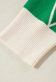 MQTIME  -  Diamond Pattern Contrast Trim Mock Neck Sweater