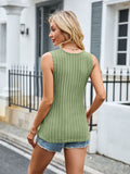MQTIME  -  Ribbed Solid Color V-Neck Tank