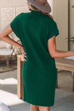 MQTIME  -  Mock Neck Short Sleeve Sweater Dress