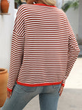 MQTIME  -   Striped Round Neck Long Sleeve Sweater