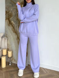 MQTIME  -  Turtleneck Long Sleeve Top and Drawstring Pants Sweater Set