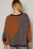 MQTIME  -  POL Color Block Half Zip Dropped Shoulder Sweatshirt