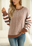 MQTIME  -  Striped Round Neck Dropped Shoulder Sweater