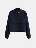 MQTIME  -   Pocketed Snap Down Baseball Collar Jacket