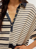 MQTIME  -  Exposed Seam Striped Half Sleeve Mini Dress