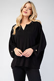 MQTIME  -  Celeste Full Size Notched Three-Quarter Sleeve Blouse