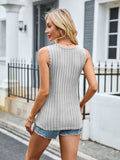 MQTIME  -  Ribbed Solid Color V-Neck Tank