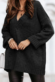 MQTIME  -  V-Neck Dropped Shoulder Sweater