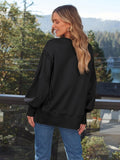 MQTIME  -  Slit Round Neck Long Sleeve Sweatshirt