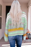 MQTIME  -  Contrast Striped Boat Neck Dropped Shoulder Sweater