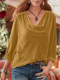 MQTIME  -  Cowl Neck Three-Quarter Sleeve Top