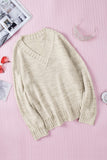 MQTIME  -  V-Neck Dropped Shoulder Sweater