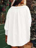 MQTIME  -  Johnny Collar Three-Quarter Sleeve Blouse