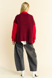 MQTIME  -   Cable-Knit Color Block Open Front Cardigan