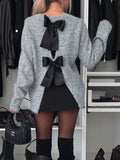 MQTIME  -  Bow Slit Back Round Neck Sweater