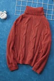 MQTIME  -  Cable-Knit Turtleneck Dropped Shoulder Sweater