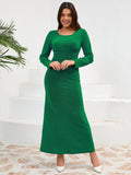 MQTIME  -   Round Neck Long Sleeve Dress