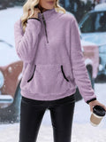MQTIME  -  Half Zip Long Sleeve Furry Sweatshirt