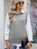 MQTIME  -  Buttoned Round Neck Sweater Vest