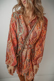 MQTIME  -  Tied Printed Balloon Sleeve Mini Dress