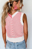 MQTIME  -  Striped Contrast V-Neck Sweater Vest