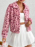 MQTIME  -  Leopard Zip Up Long Sleeve Furry Jacket