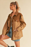 MQTIME  -   Two Tone Button Up Jacket with Pockets