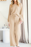 MQTIME  -  Round Neck Long Sleeve Top and Pants Set