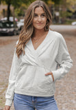 MQTIME  -  Surplice Long Sleeve Sweatshirt with Pocket
