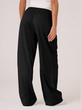 MQTIME  -  Contrast Waistband Drawstring Wide Leg Pants