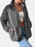 MQTIME  -  Fuzzy Zip Up Long Sleeve Jacket