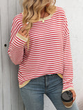 MQTIME  -   Striped Round Neck Long Sleeve Sweater
