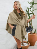 MQTIME  -  Fuzzy Trim Open Front Poncho