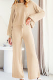 MQTIME  -  Round Neck Long Sleeve Top and Pants Set