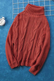 MQTIME  -  Cable-Knit Turtleneck Dropped Shoulder Sweater