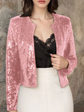 MQTIME  -  Full Size Sequin Open Front Cropped Jacket