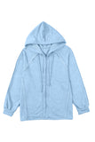MQTIME  -  Exposed Seam Zip Up Long Sleeve Drawstring Hoodie