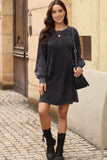 MQTIME  -  Leopard Round Neck Long Sleeve Dress