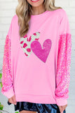 MQTIME  -  Valentine’s Day Sequin Heart Long Sleeve Sweatshirt