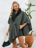 MQTIME  -  Fuzzy Trim Open Front Poncho