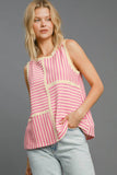 MQTIME  -  Umgee Round Neck Texture Striped Tank