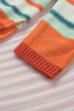MQTIME  -  Contrast Striped Turtleneck Dropped Shoulder Sweater