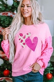 MQTIME  -  Valentine’s Day Sequin Heart Long Sleeve Sweatshirt